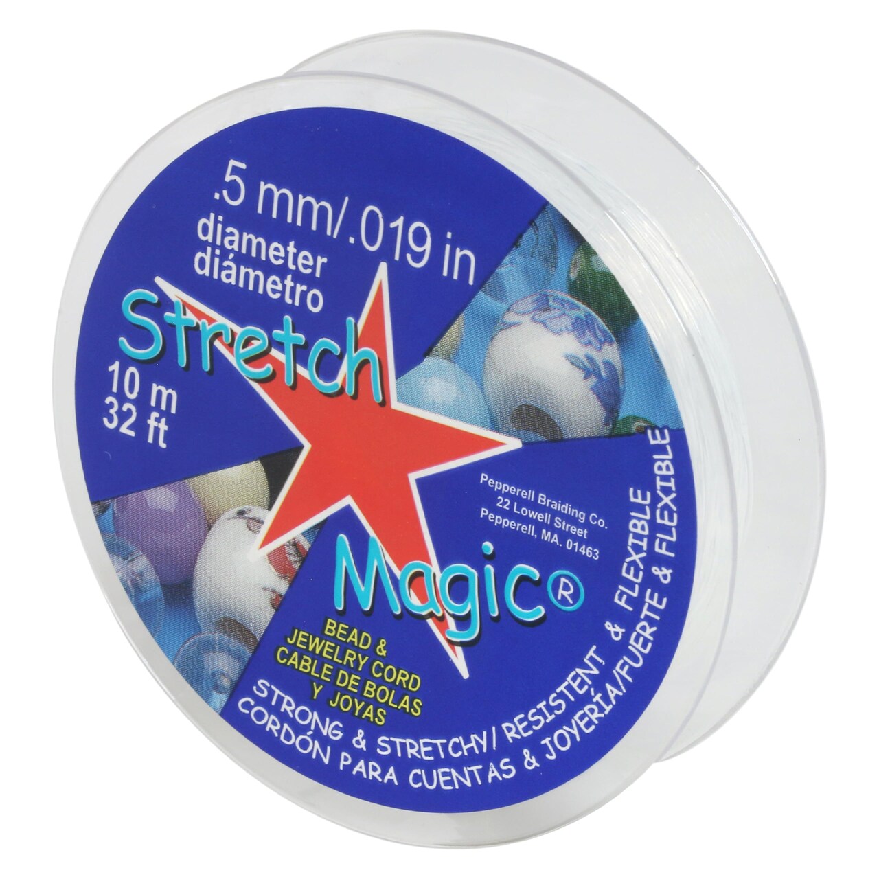 Stretch Magic Elastic Beading Cord – Clear Color, 0.5mm in Diameter, 10-Meter (32 ft) - Easy to Knot, Strong & Stretchy String for Making Beaded Jewelry